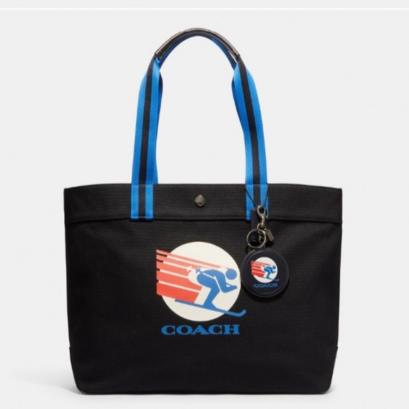 NWT Coach Key Fob In Signature Canvas With Ski Speed Graphic - Picture 3 of 3